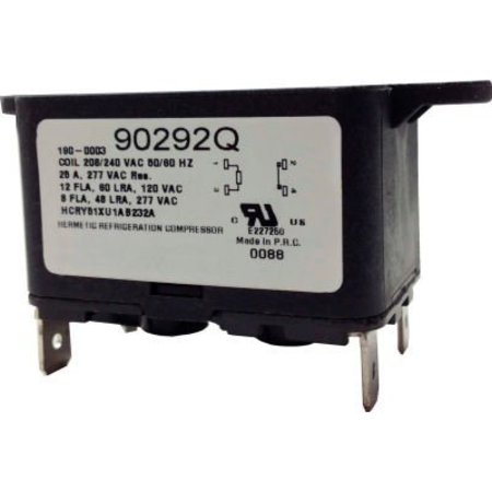 INTERNATIONAL REFRIGERATION PRODUCTS PSG 90293Q SPDT Quick Connect Relay 50/60 Hz, 240VAC, 8 Amps, Coil 24VAC 90293Q